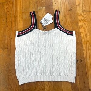 Contrast spaghetti strap top, knitted top, Round neck top, Knit